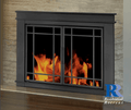 Hearthcraft Essentials Finley Fireplace Cabinet Style Smoked Glass Doors - Black Finish (Small) FL-8500